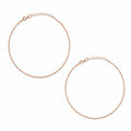Two rose gold anklets with adjustable lobster clasp extensions, displayed on a clean white background.
