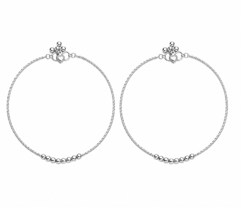 Silver Heart Cluster Anklet