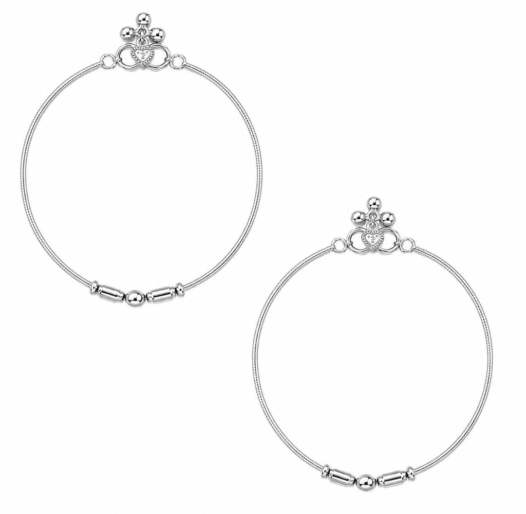 Silver Heart Barrel Anklet