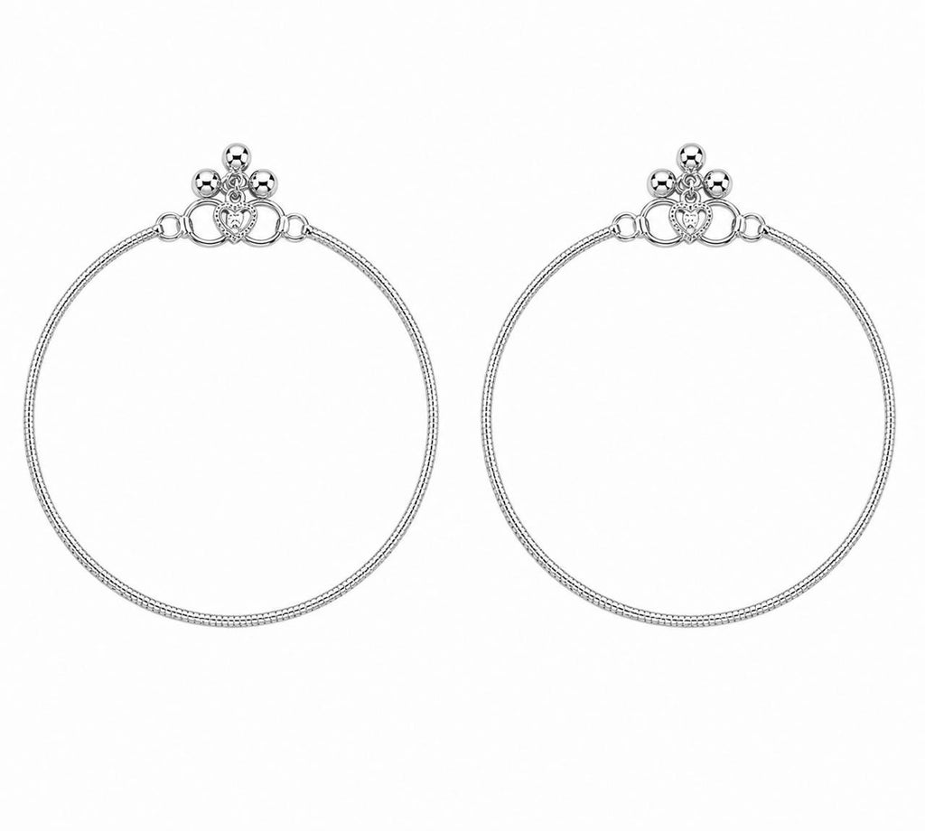 Silver Heart Crown Anklet