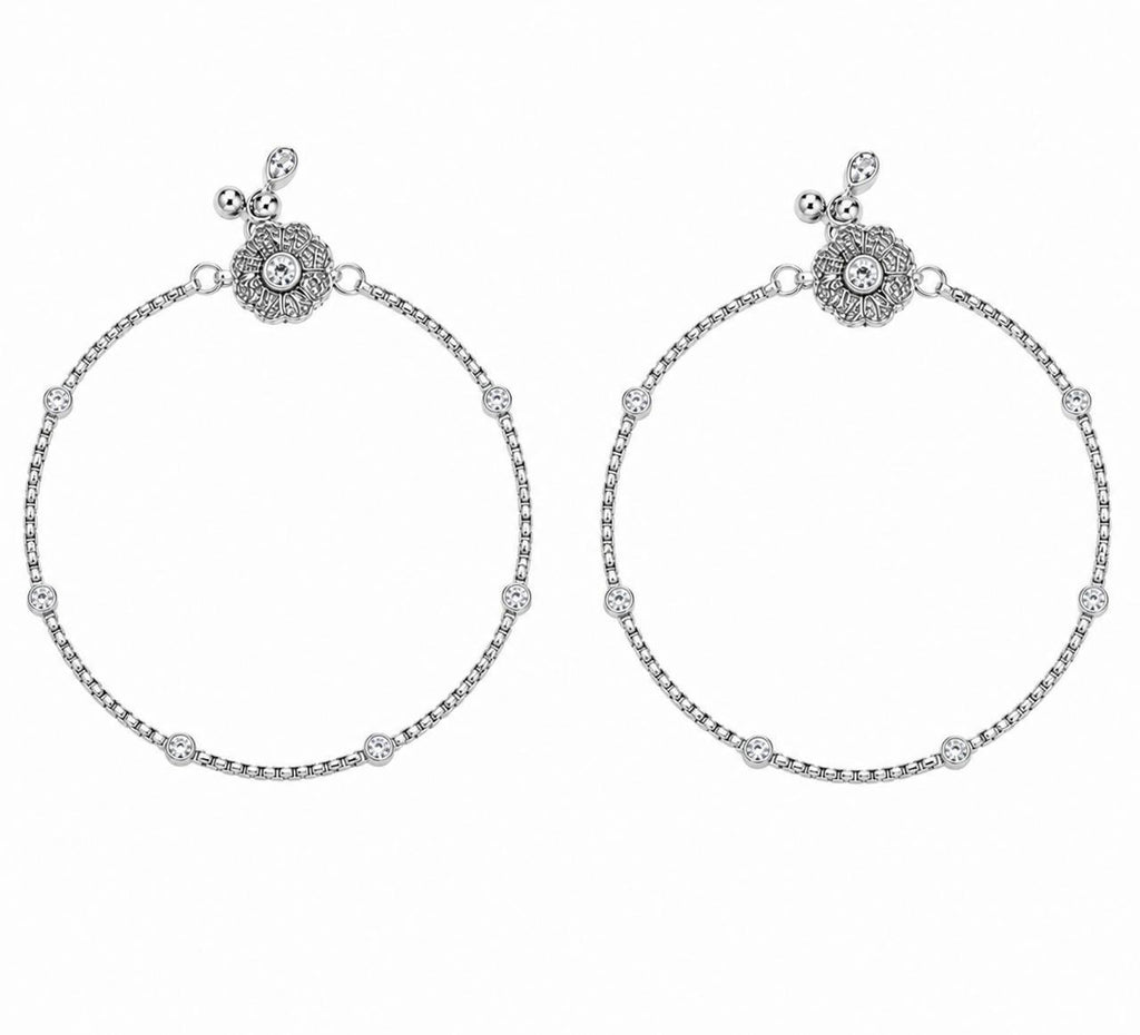 Silver Blossom Stone Anklet