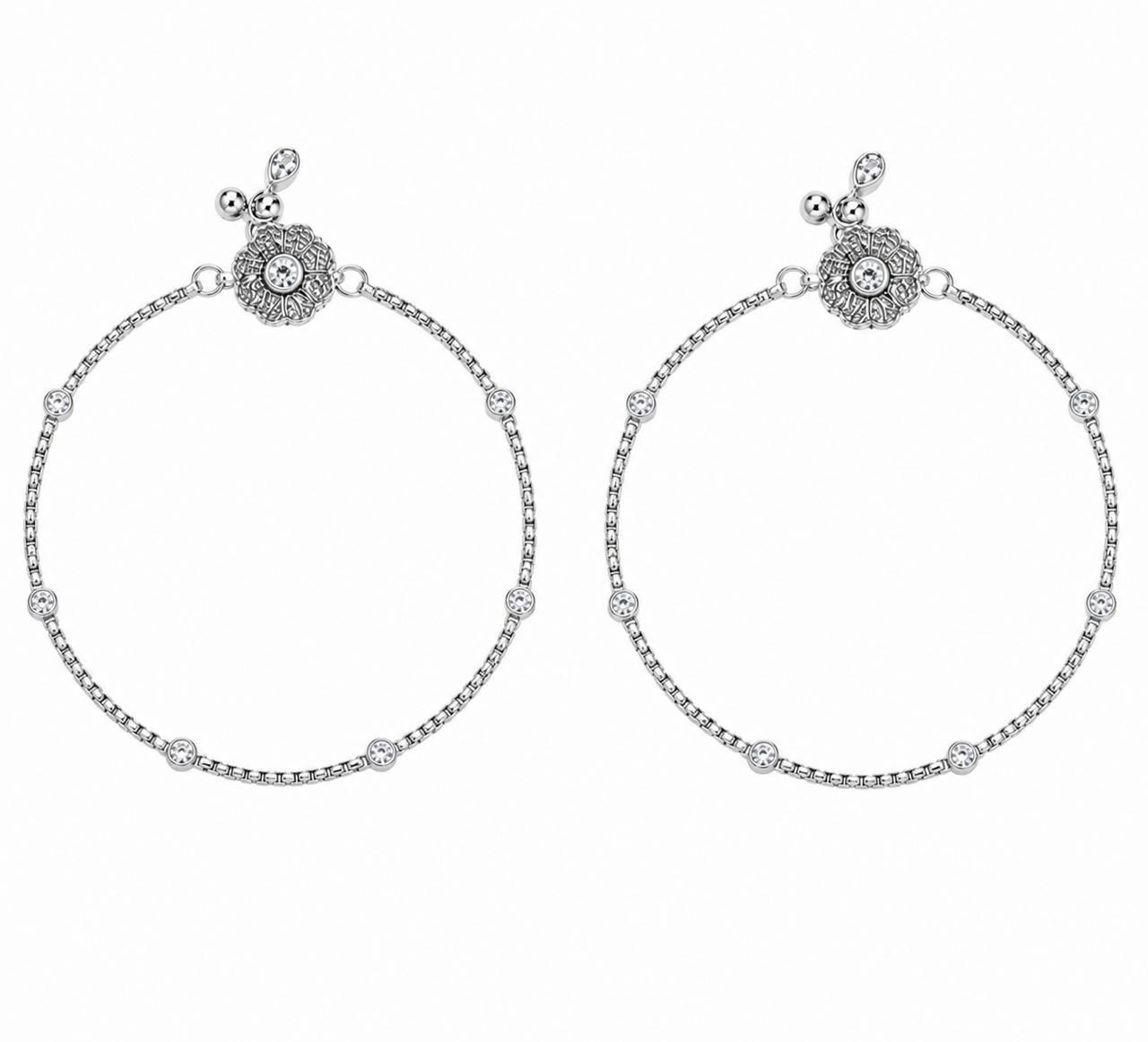Silver Blossom Stone Anklet