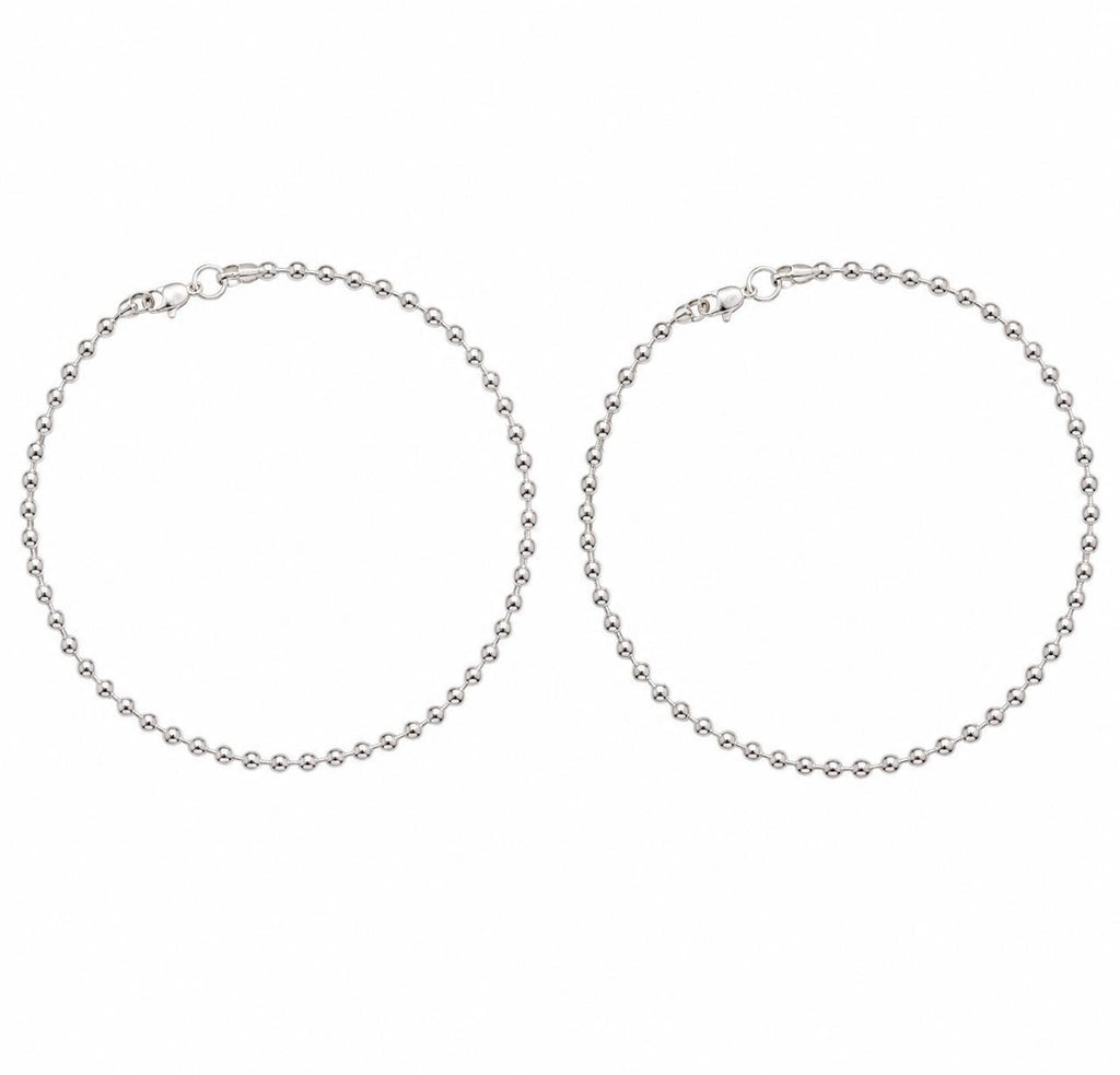Silver Beaded Chain Anklet
