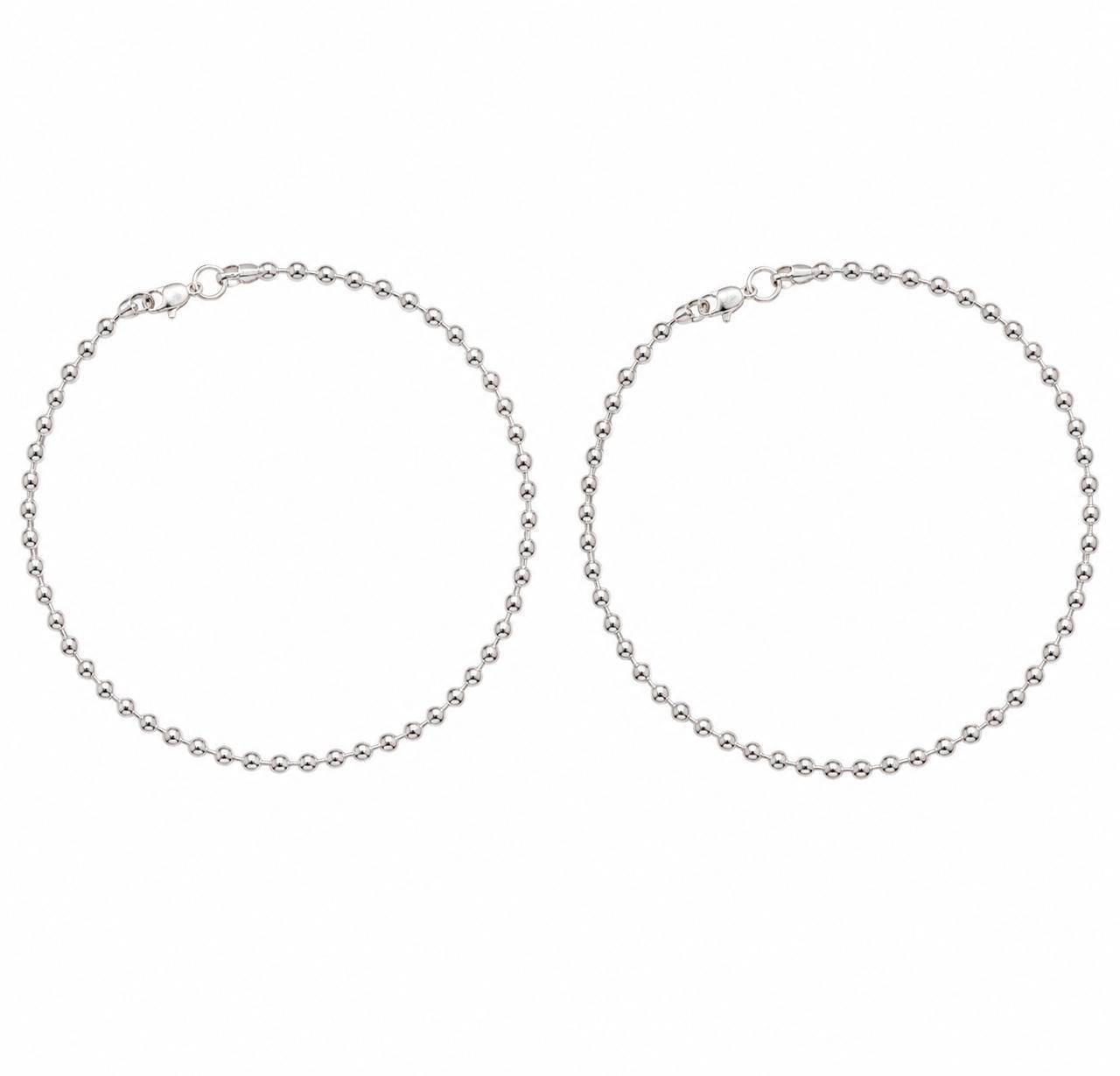 Silver Beaded Chain Anklet