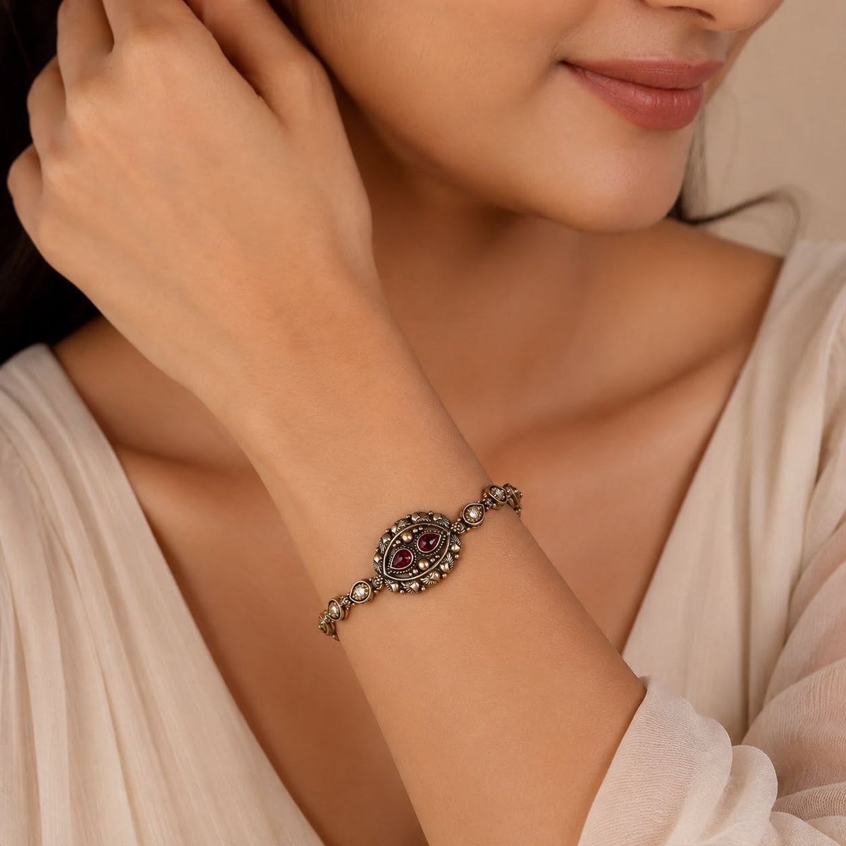 Antique Ruby Eye Bracelet