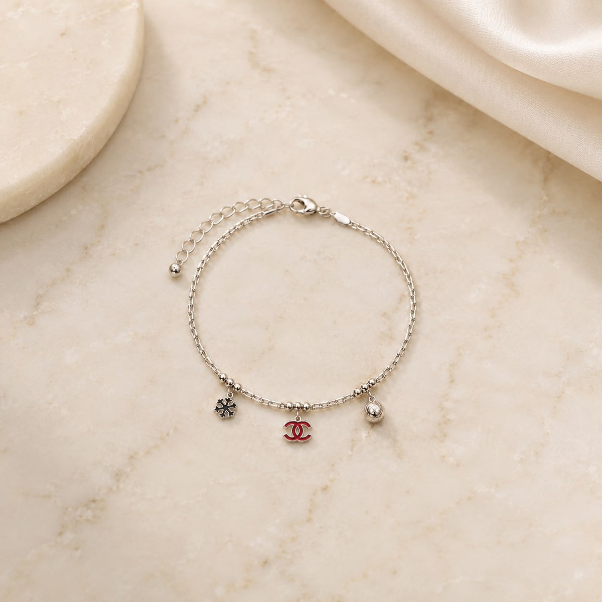 Red Charm Dangle Bracelet
