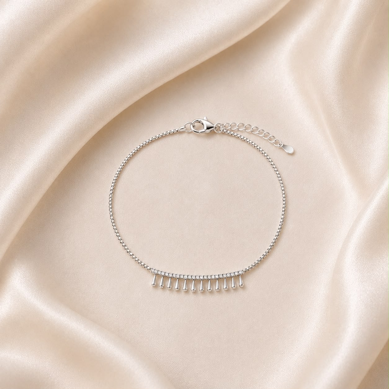 Silver Dewdrop Fringe Bracelet