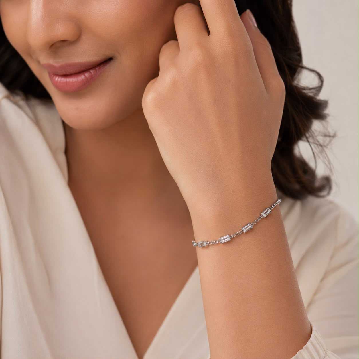 Silver Baguette Link Bracelet
