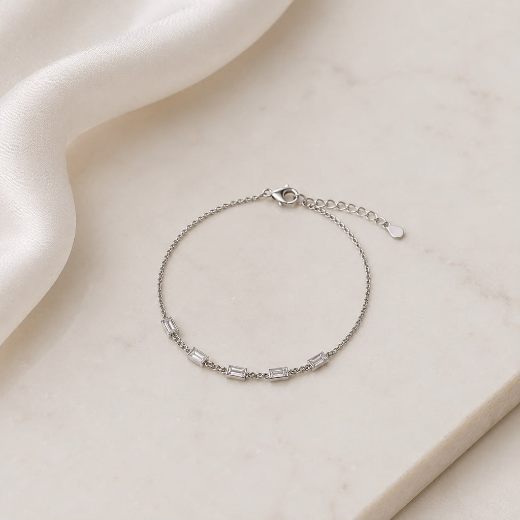 Silver Baguette Link Bracelet