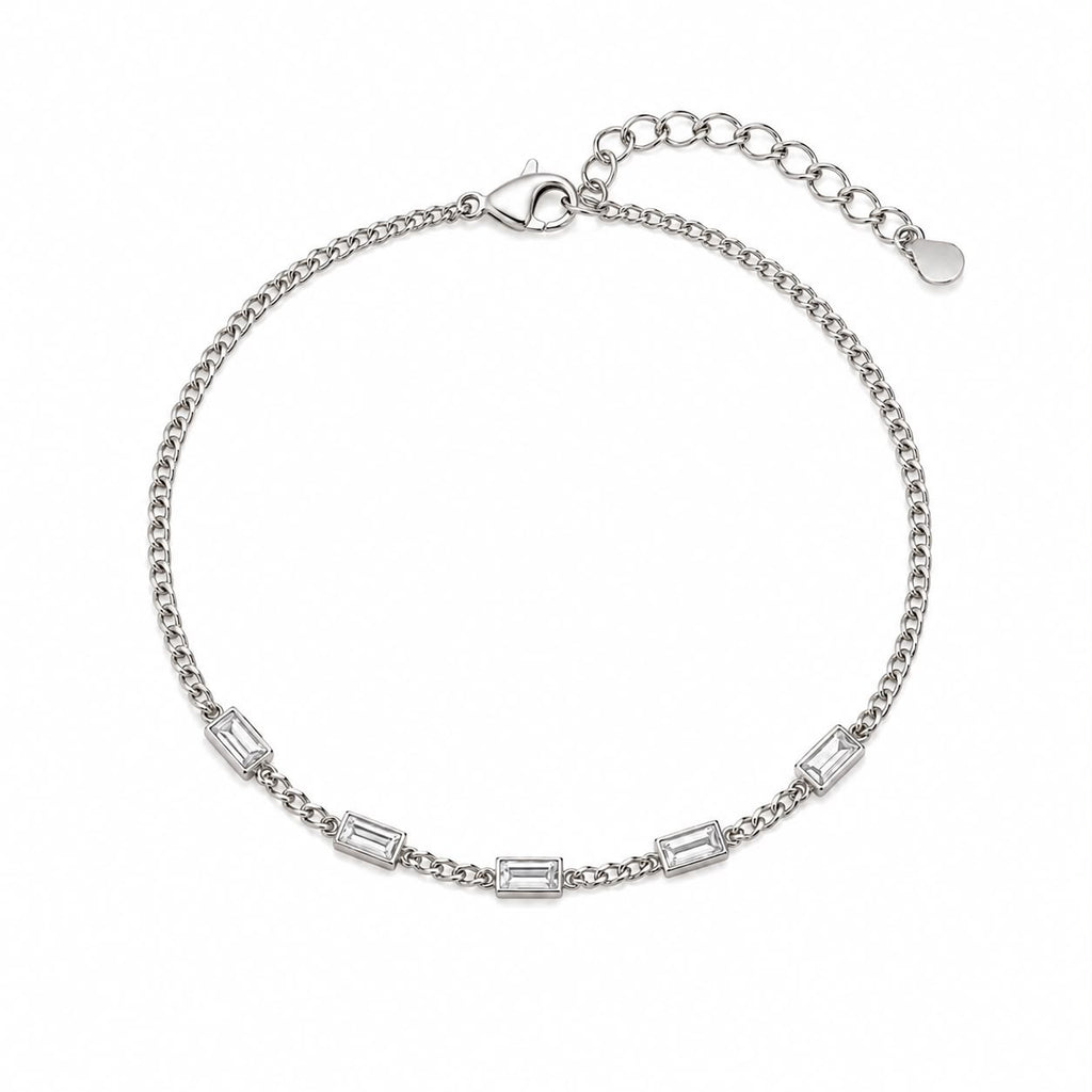 Silver Baguette Link Bracelet