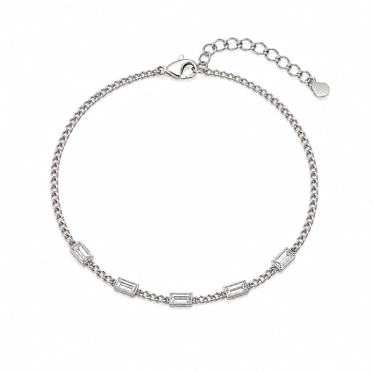 Silver Baguette Link Bracelet
