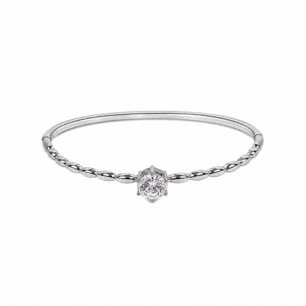 Silver Solitaire Twist Bangle