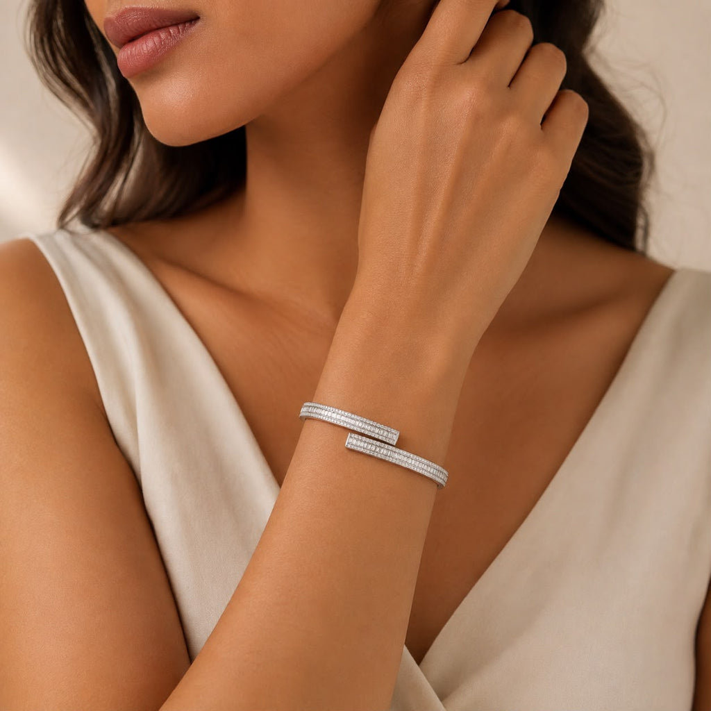 Silver Baguette Wrap Bangle