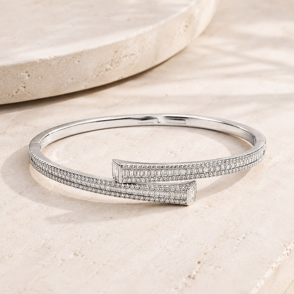 Silver Baguette Wrap Bangle