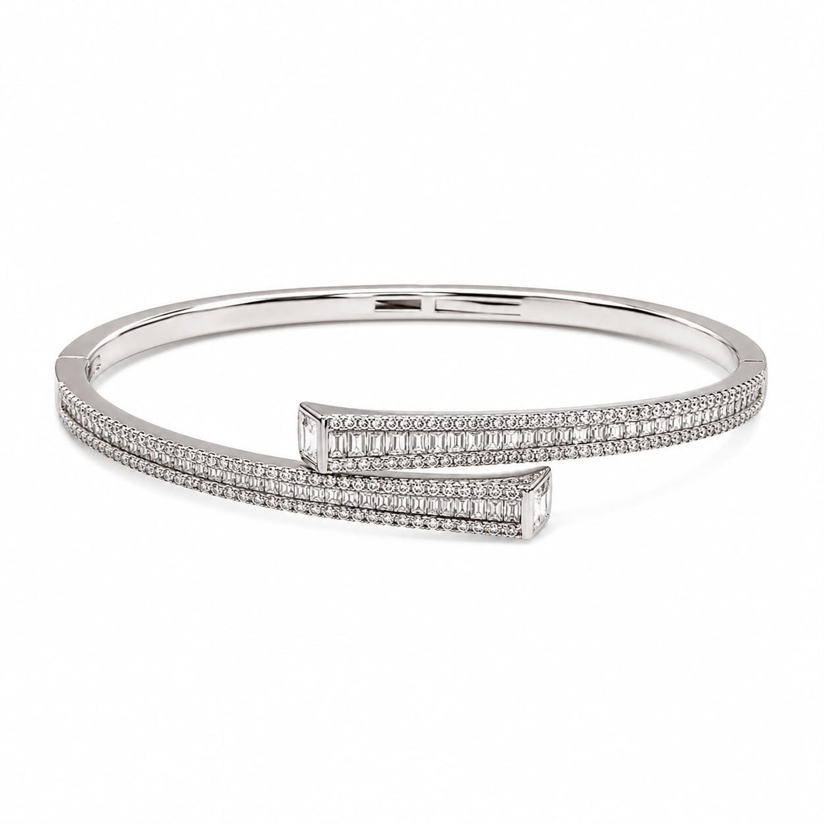 Silver Baguette Wrap Bangle
