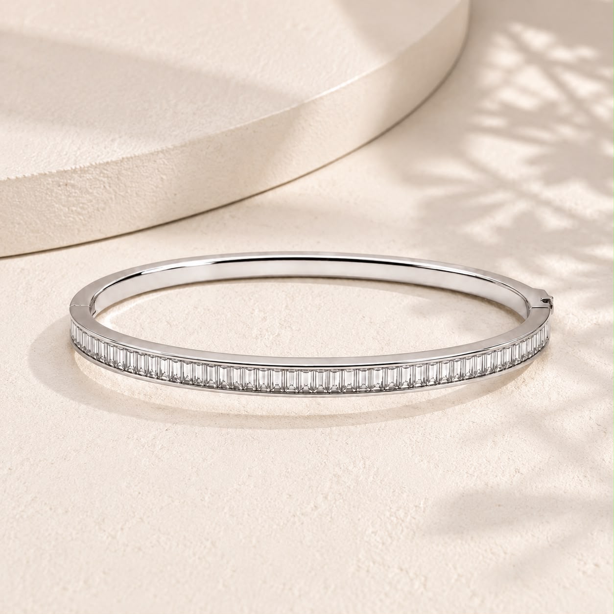 Silver Linear Baguette Bangle