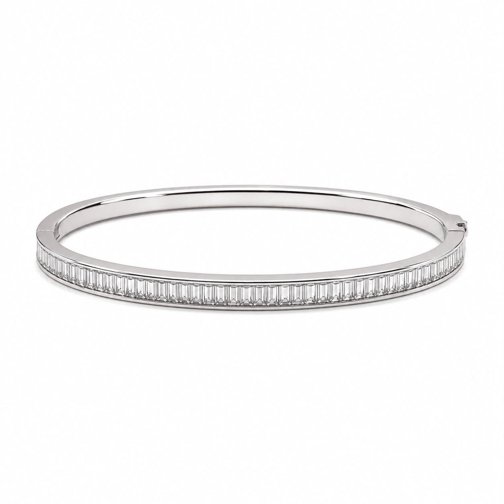 Silver Linear Baguette Bangle