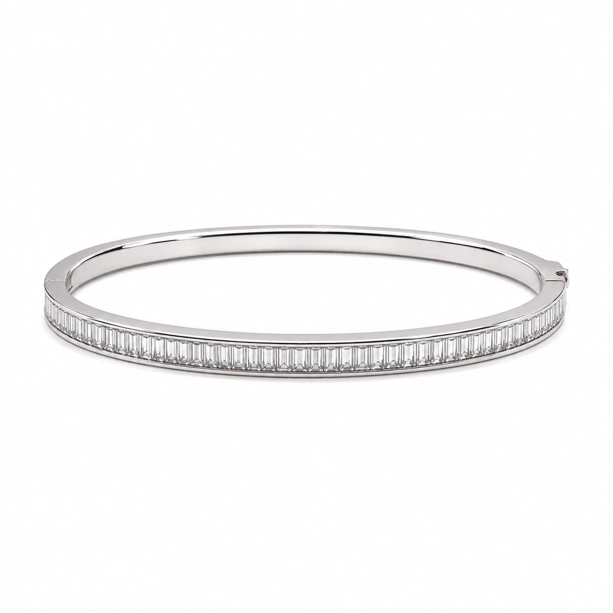 Silver Linear Baguette Bangle