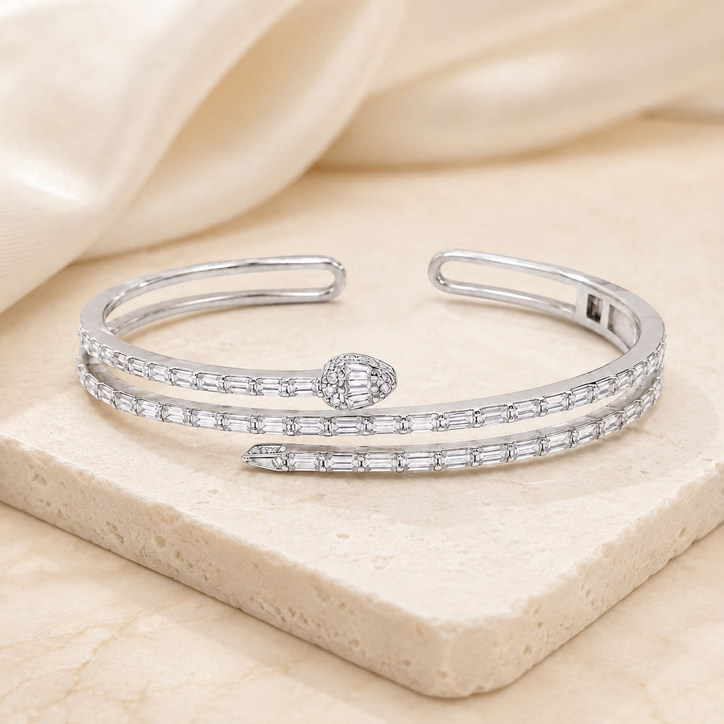 Silver Spiral Crystal Cuff