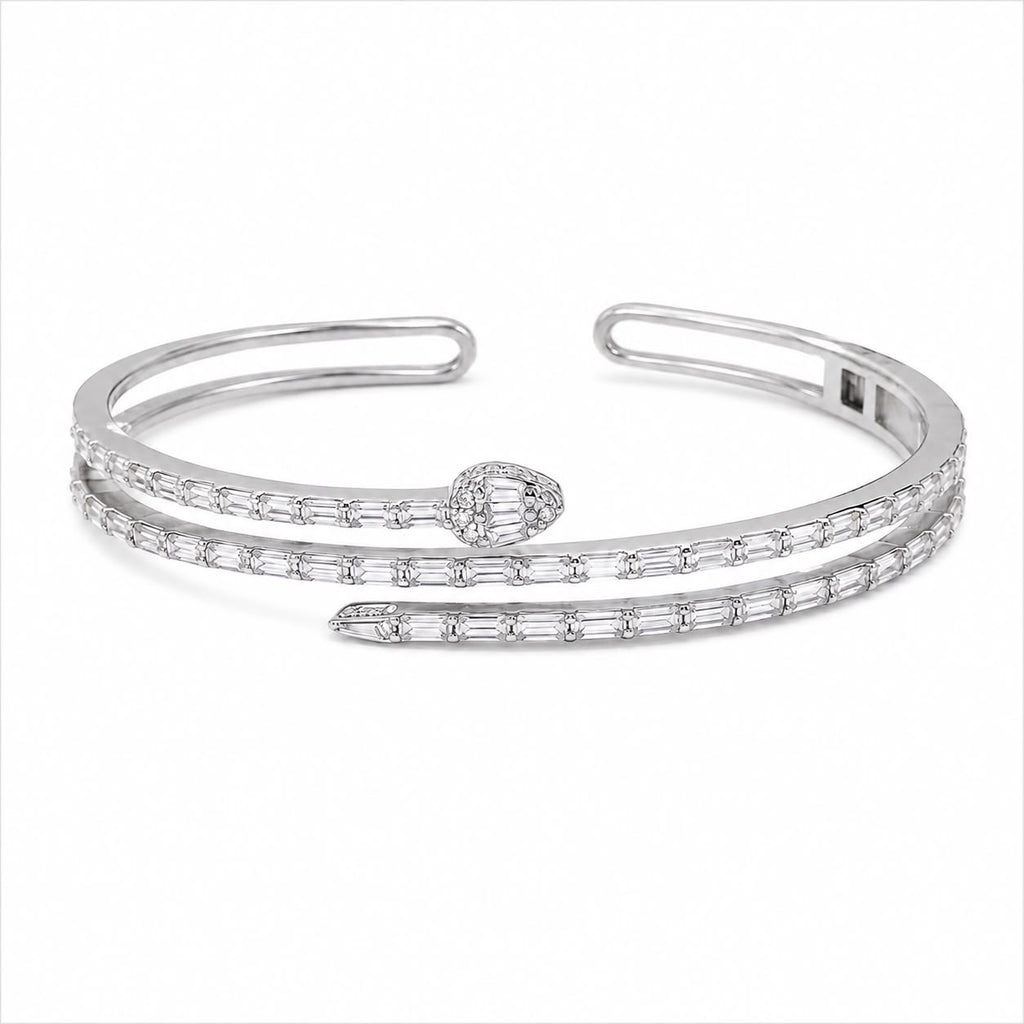 Silver Spiral Crystal Cuff