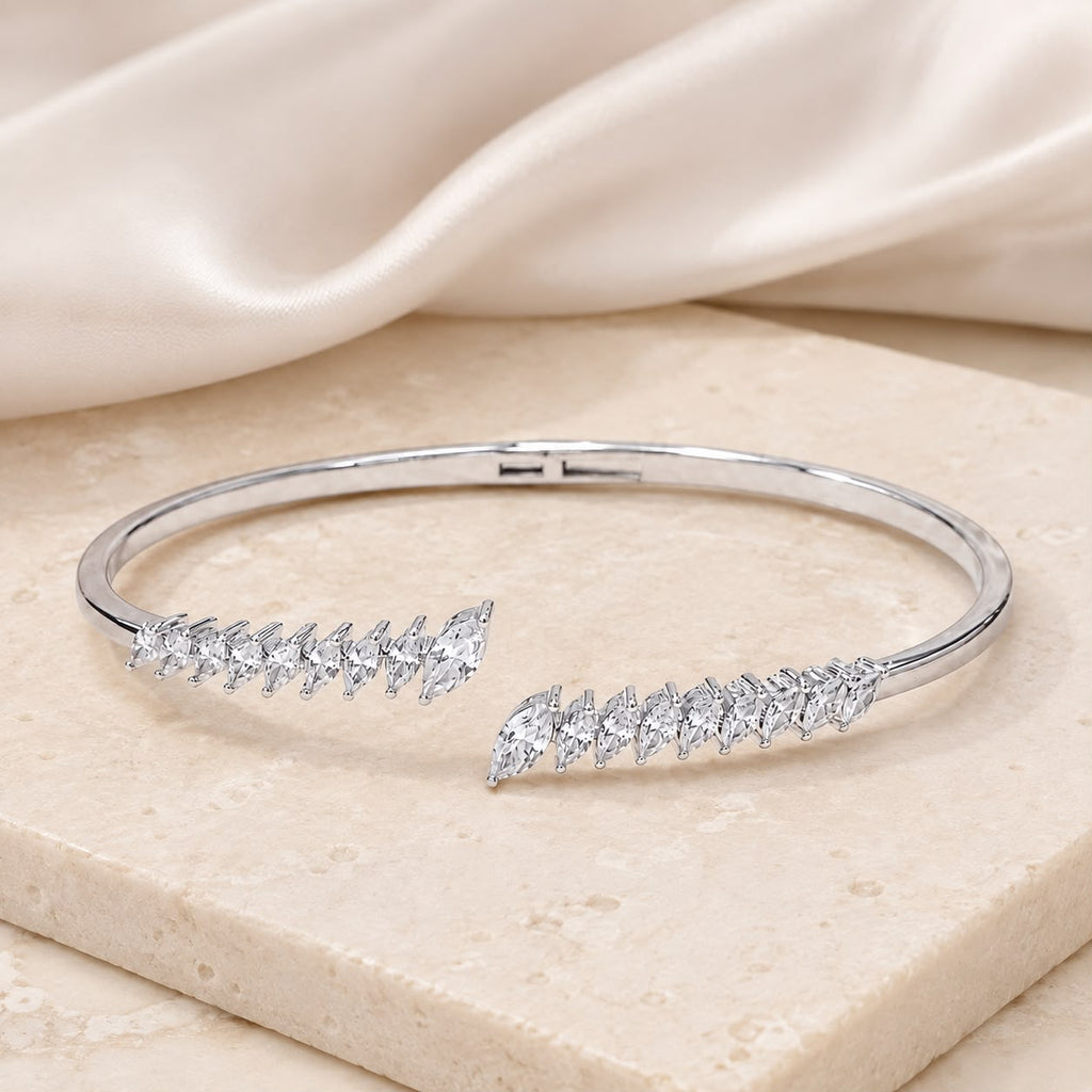 Silver Leaf Open Bangle