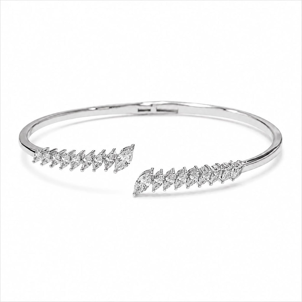 Silver Leaf Open Bangle
