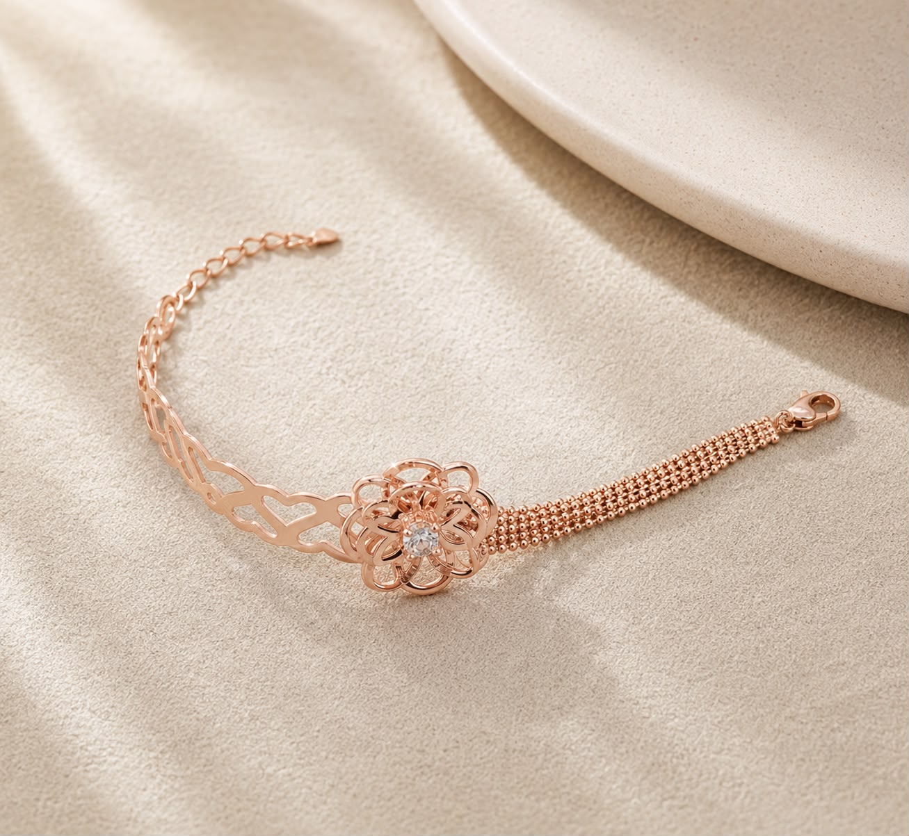 Rose Gold Floral Heart Bracelet