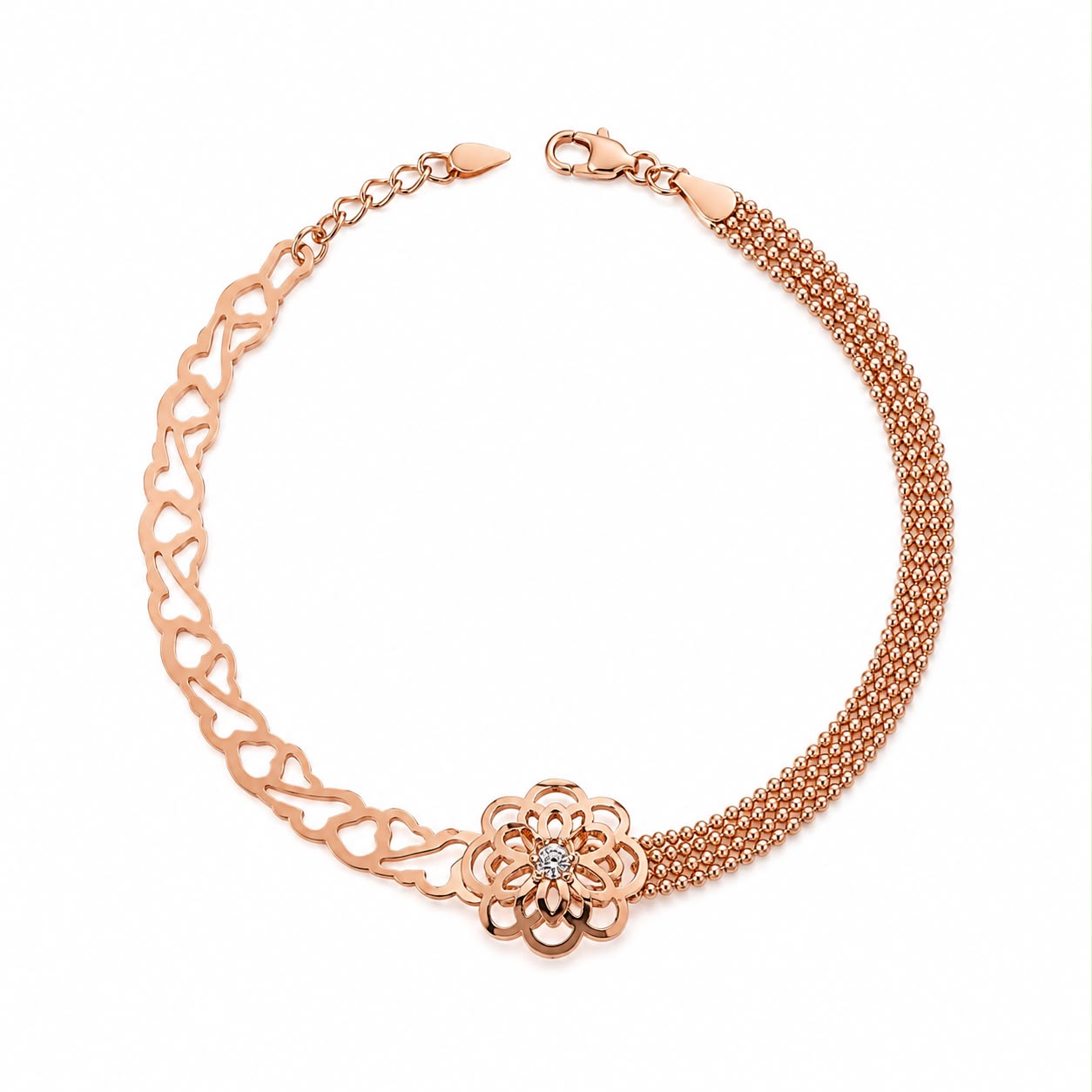 Rose Gold Floral Heart Bracelet