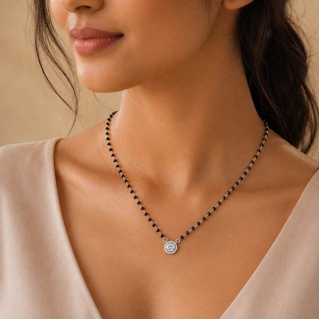 Black Beaded Halo Necklace