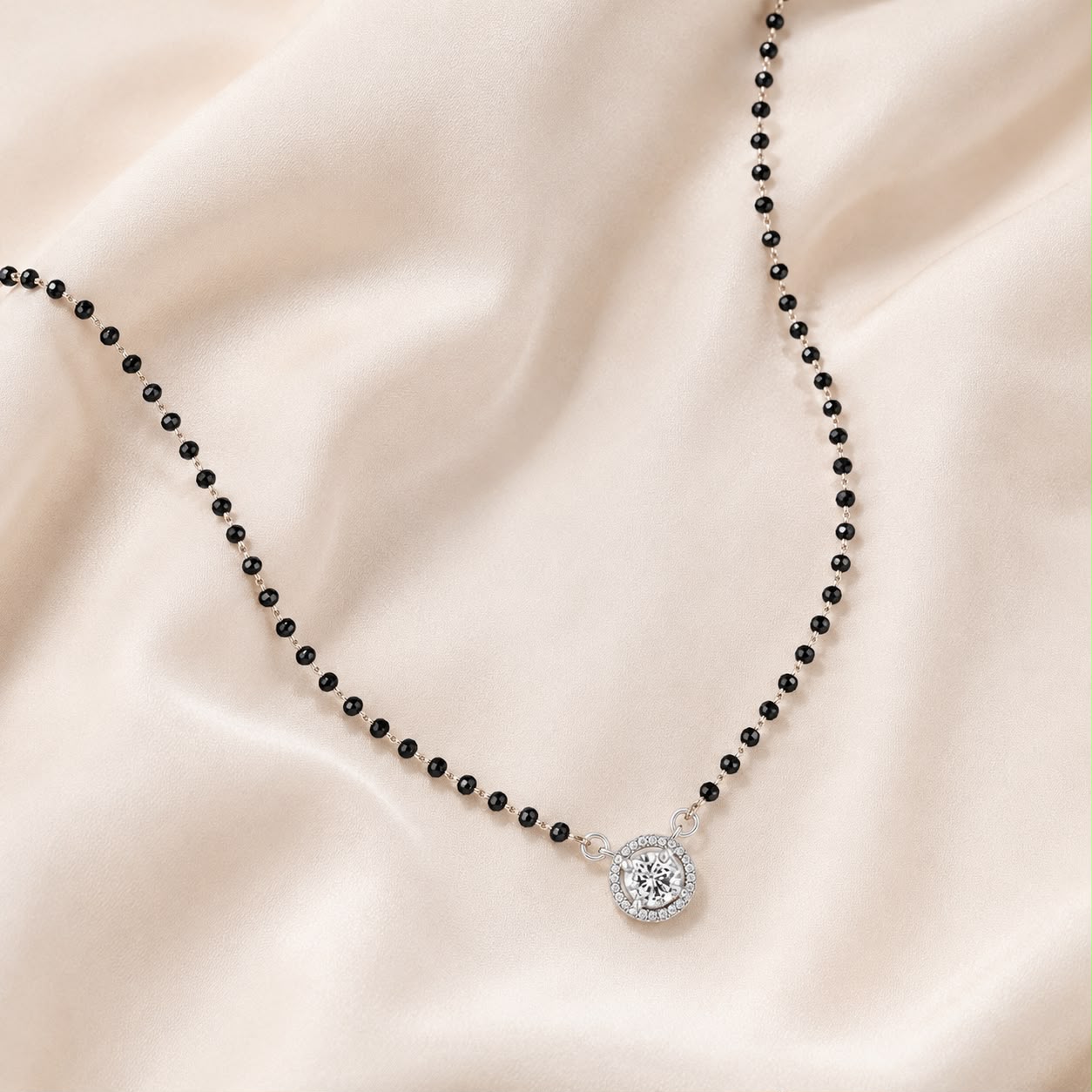 Black Beaded Halo Necklace