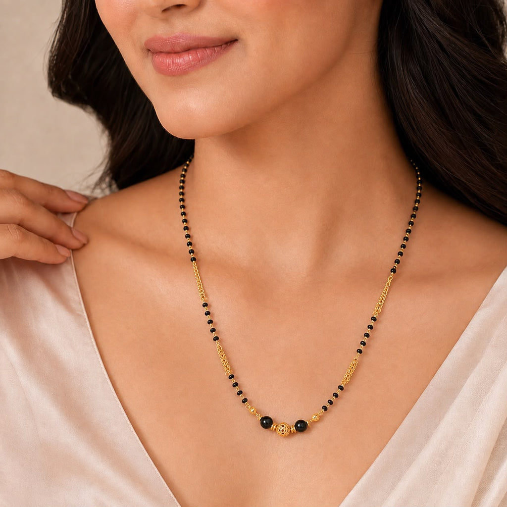 Golden Black Bead Necklace