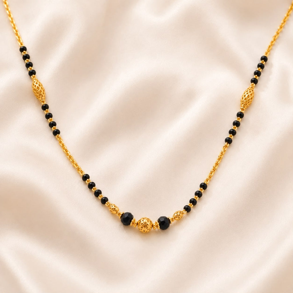 Golden Black Bead Necklace
