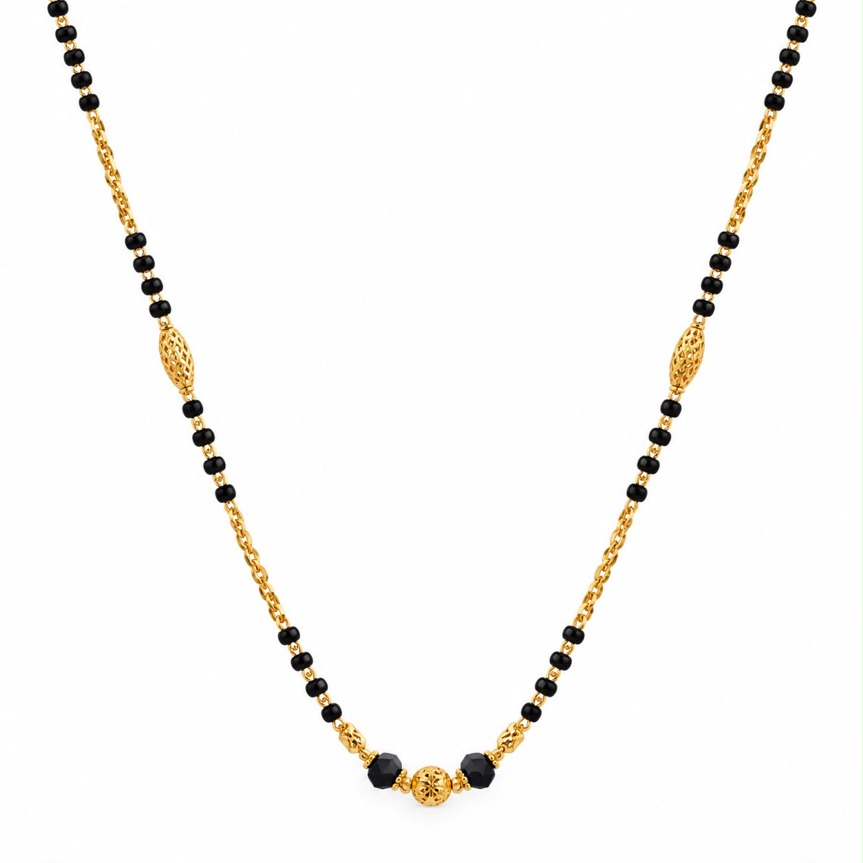 Golden Black Bead Necklace