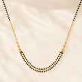 Golden Triple Black Bead Necklace
