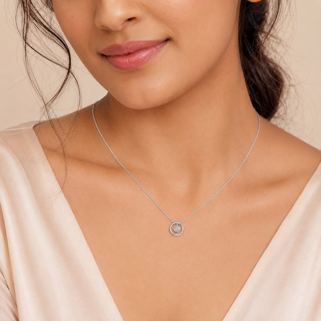 Silver Orbit Solitaire Necklace