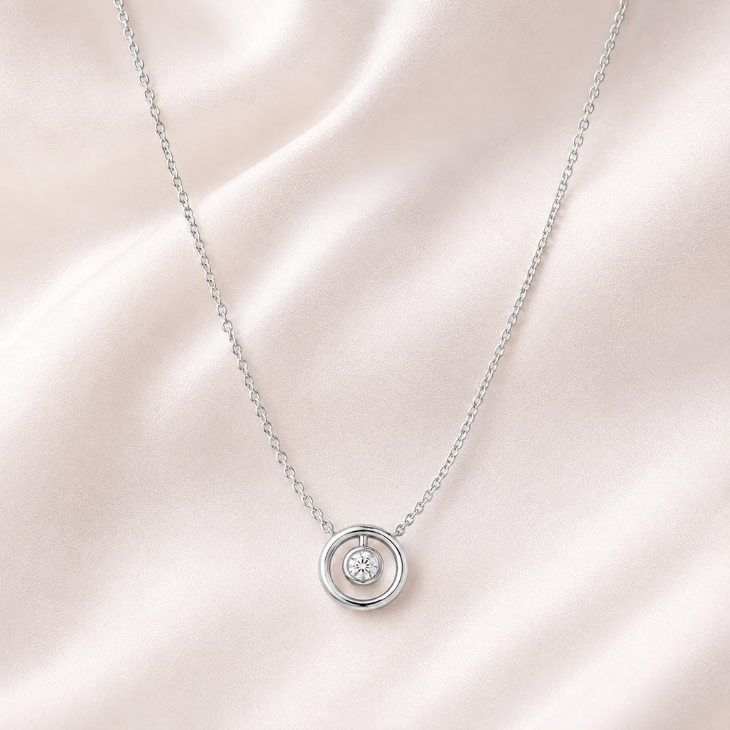 Silver Orbit Solitaire Necklace