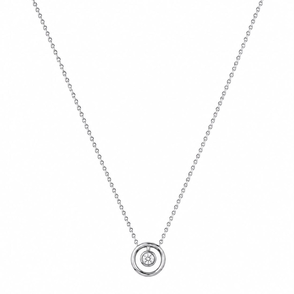 Silver Orbit Solitaire Necklace