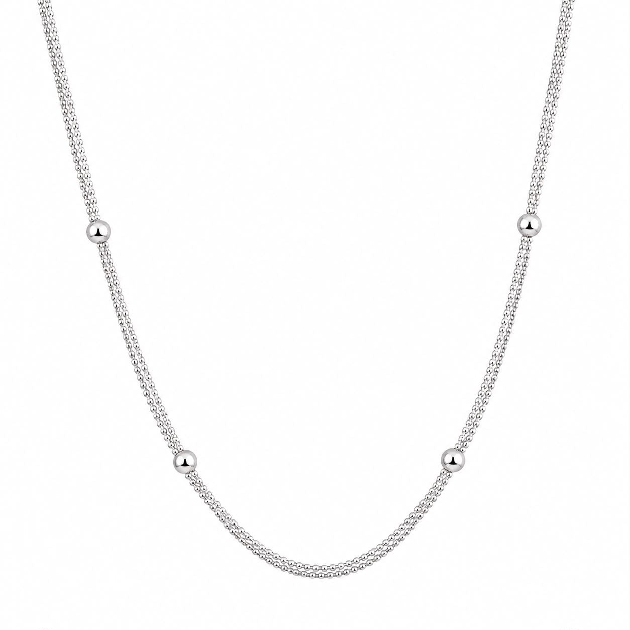Silver Triple Strand Bead Necklace