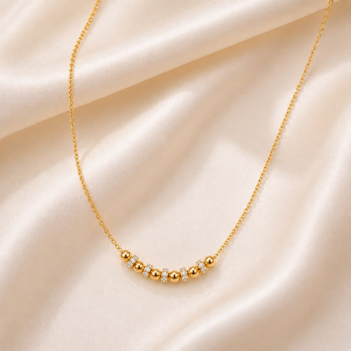 Golden Crystal Bead Necklace