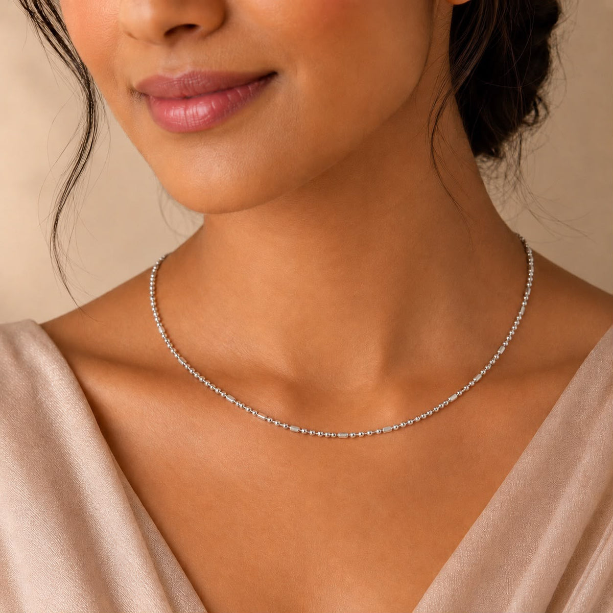 Silver Geometric Bead Chain