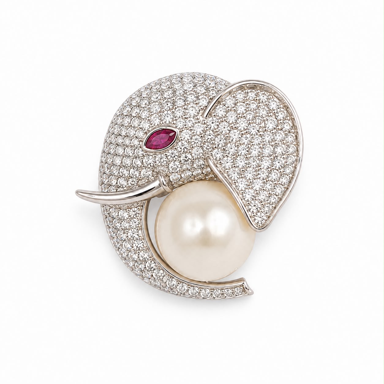 Pink Pearl Elephant Brooch