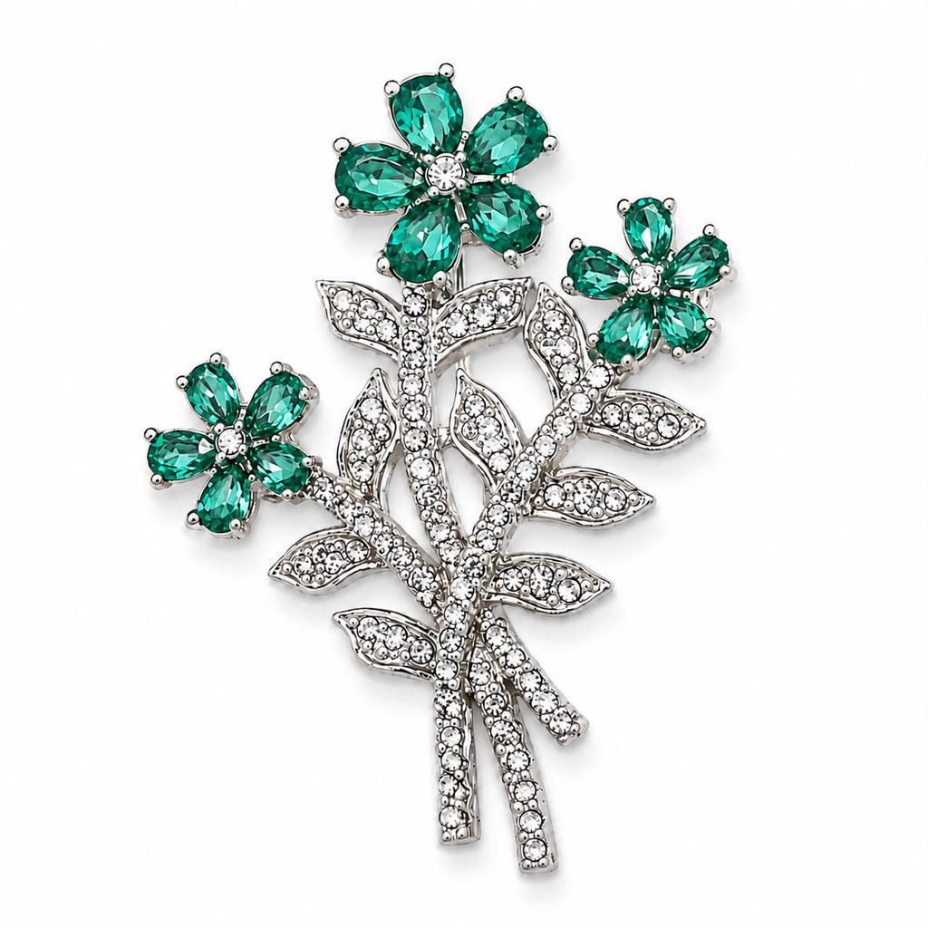 Green Crystal Blossom Brooch
