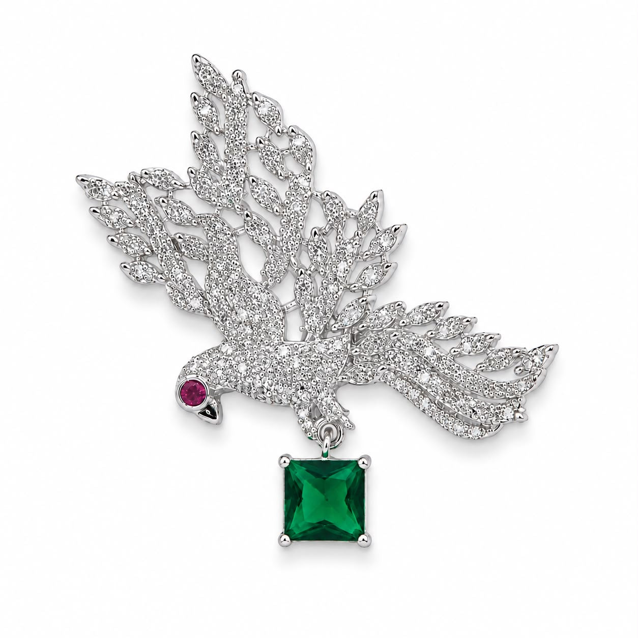 Green Gem Phoenix Brooch