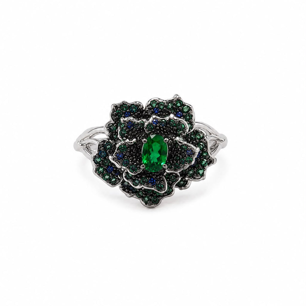 Green Floral Statement Ring