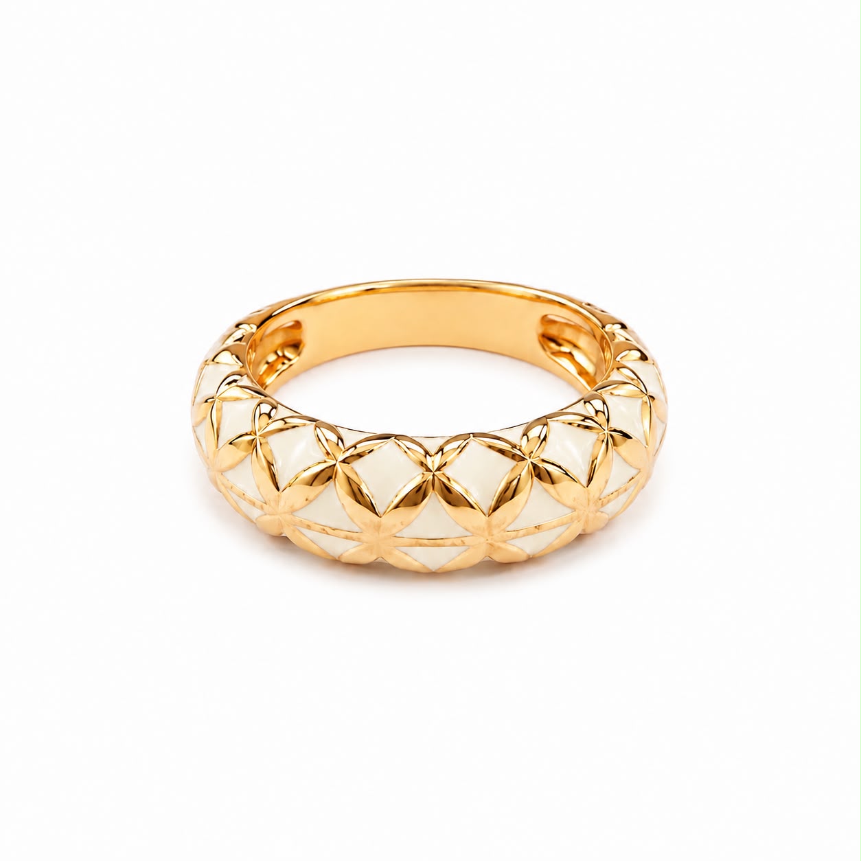Golden Ivory Floral Band Ring