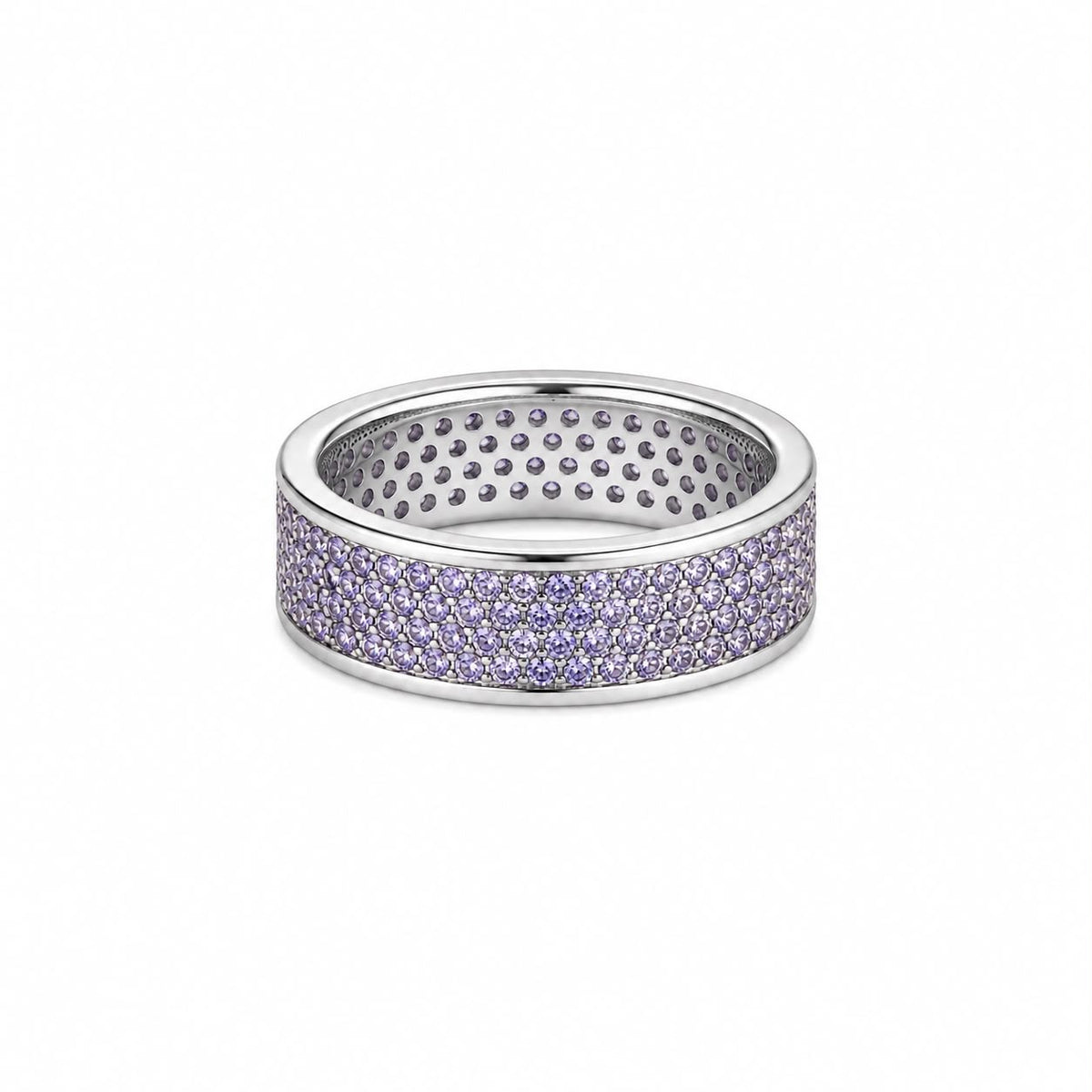Silver Lavender Crystal Band Ring