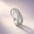 Silver Crystal Crossover Ring