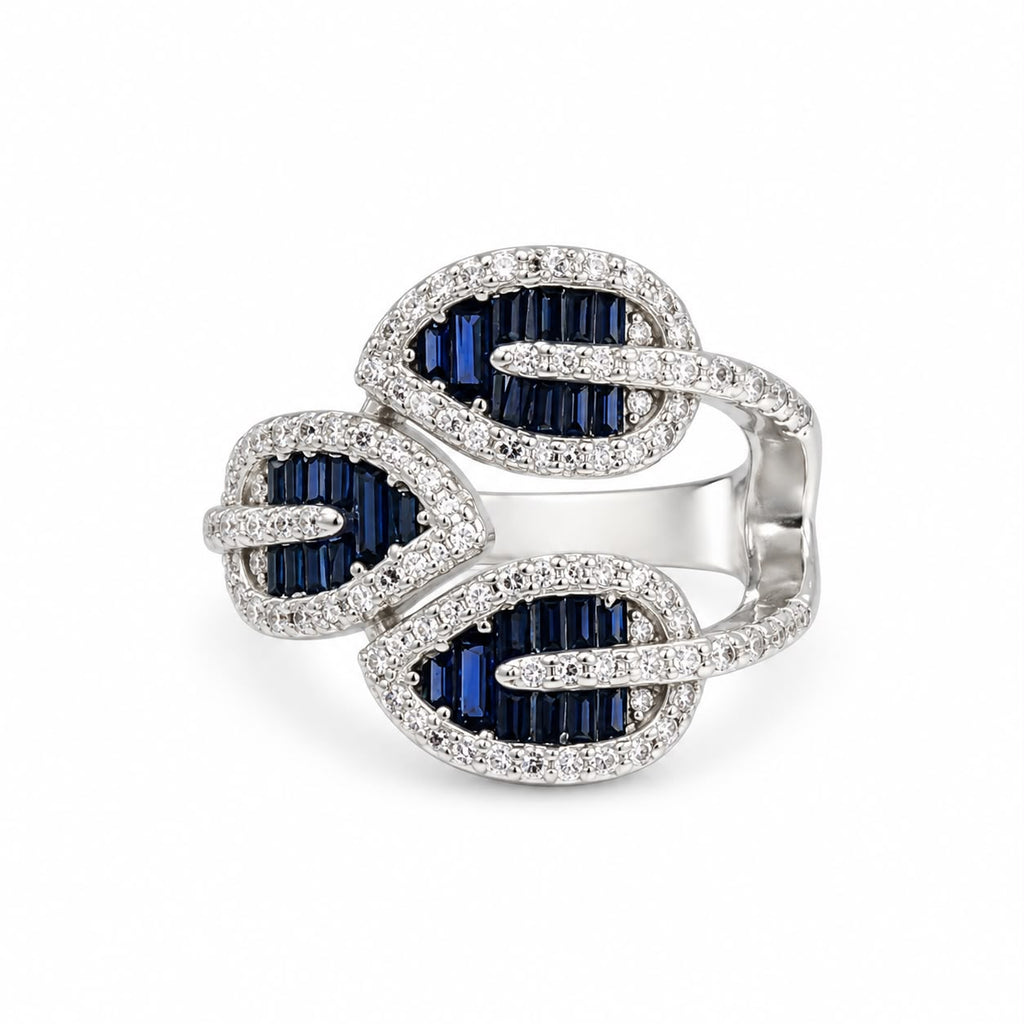Blue Crystal Triple Ring