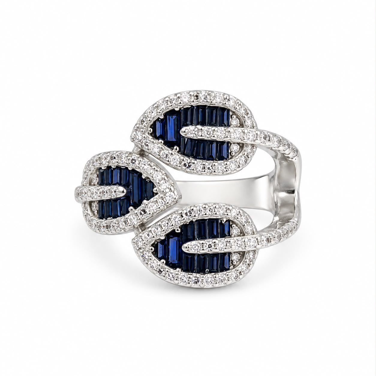 Blue Crystal Triple Ring