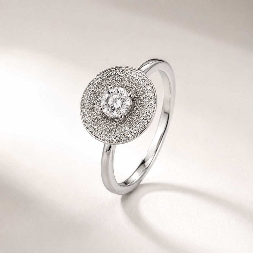 Silver Round Halo Ring